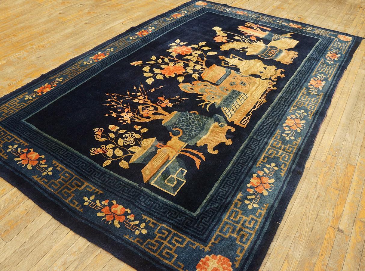 Hand-Knotted Early 20th Century Chinese Baotou Carpet ( 6' 3