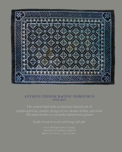Antique Chinese Baotou Indigo Rug, circa 1900