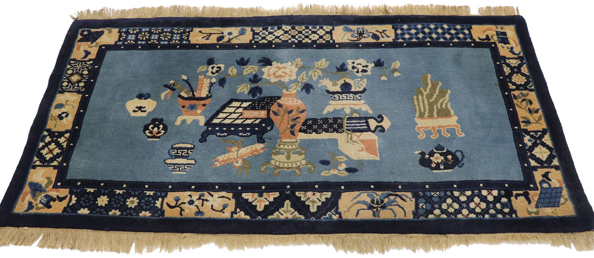 Chinoiseries Tapis d'érudit chinois ancien de Baotou à motifs confucéens en vente