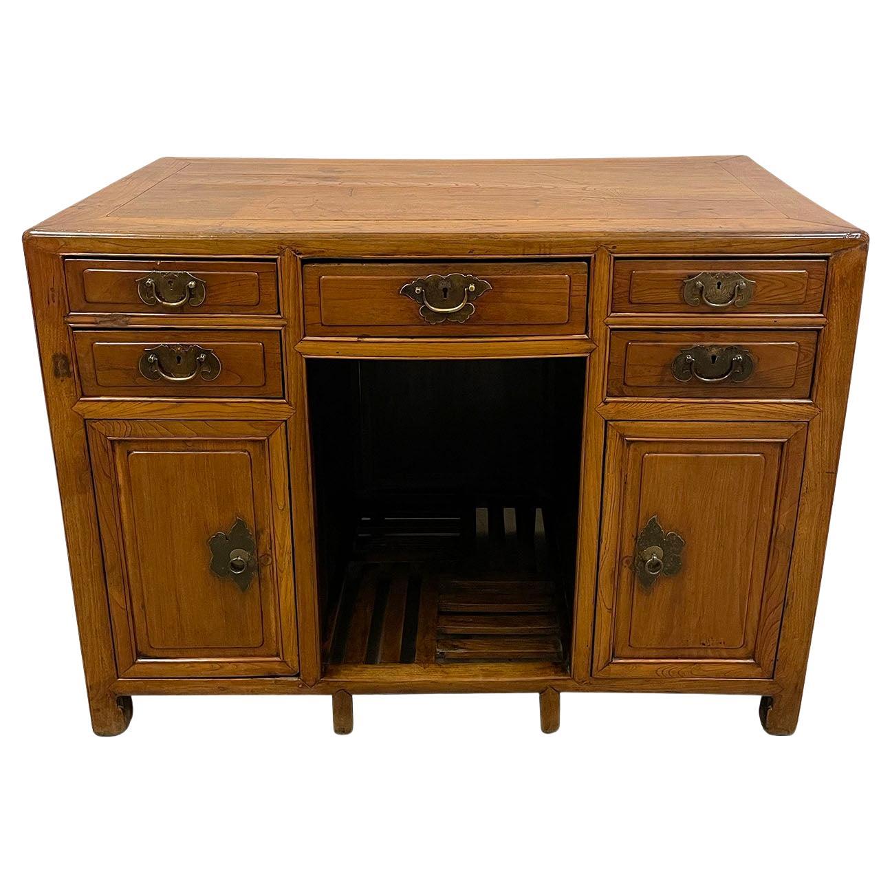 Antique, Chinese Beech Wood Writing Desk, Vanity