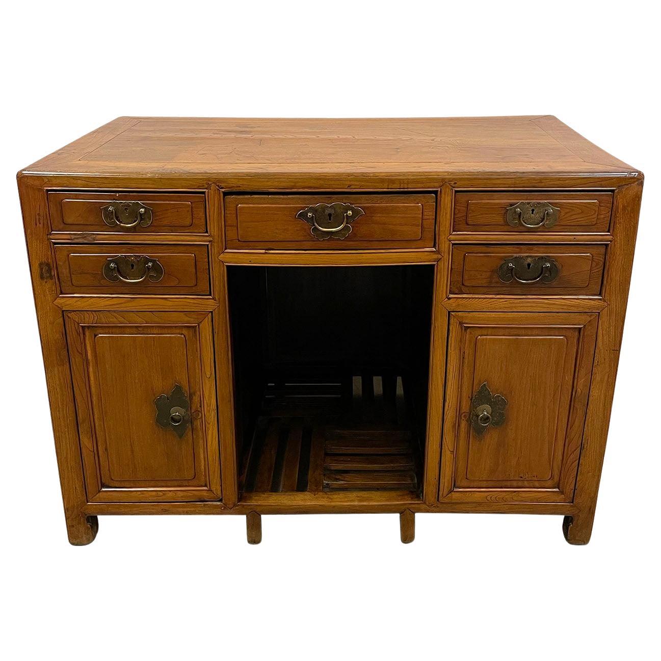 Antique, Chinese Beech Wood Writing Desk, Vanity