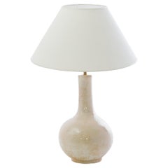 Chinese Beige Crackle Ceramic Vase Table Lamp