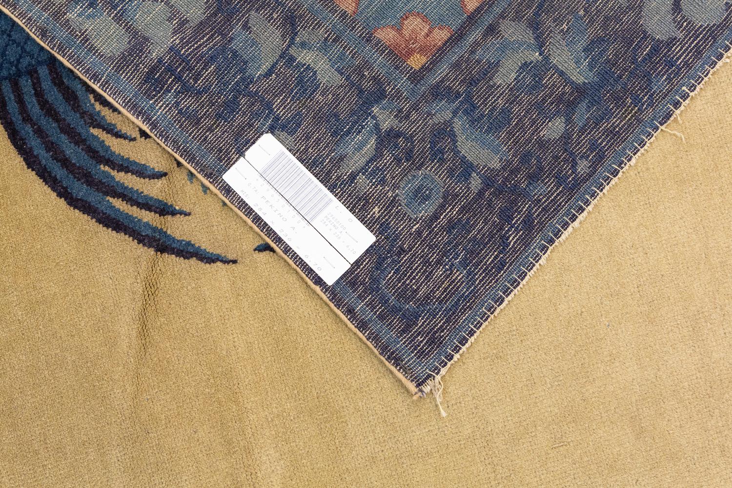 Alfombra china antigua de lana de Pekín de color beige, 1880-1900 en venta 1