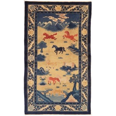Antique Chinese Beige Wool Peking Rug, ca. 1900