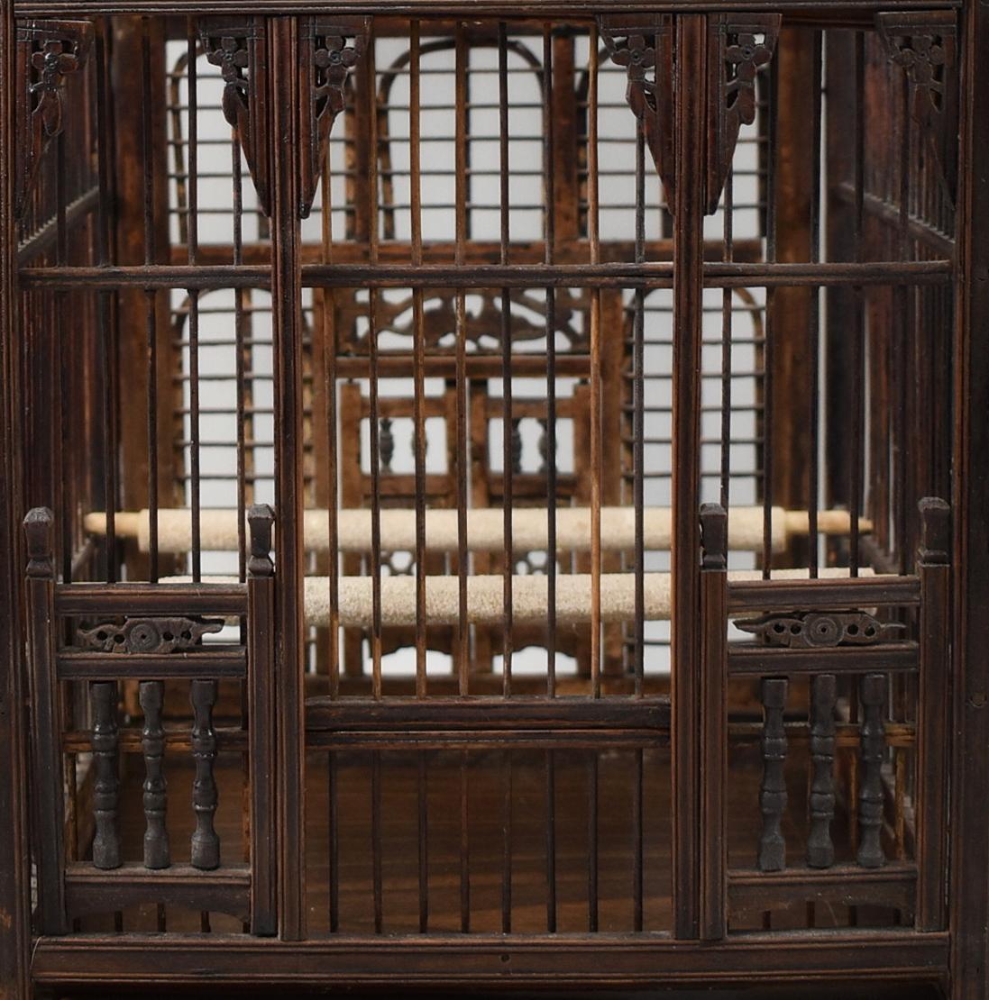 Antique Chinese Bird Cage, Sandlewood, circa 1800, Hand Carved In Good Condition In Toledo, OH