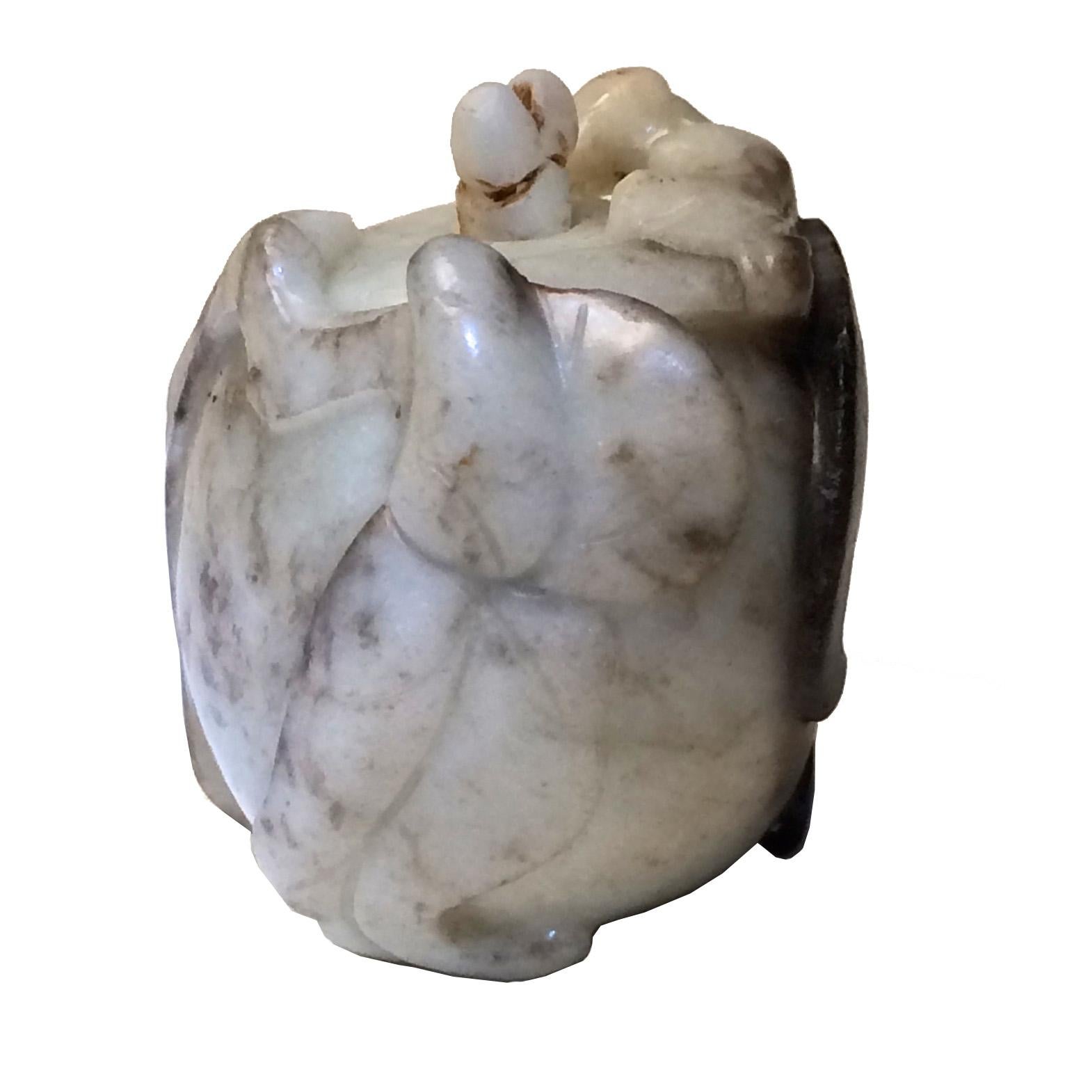 Qing Antique Chinese Black-and-White Jade Pebble Snuff Bottle For Sale
