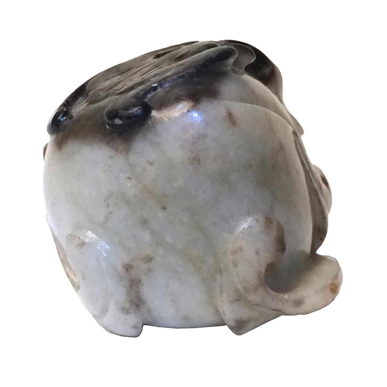 19th Century Antique Chinese Black-and-White Jade Pebble Snuff Bottle For Sale