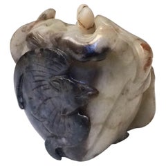 Antique Chinese Black-and-White Jade Pebble Snuff Bottle