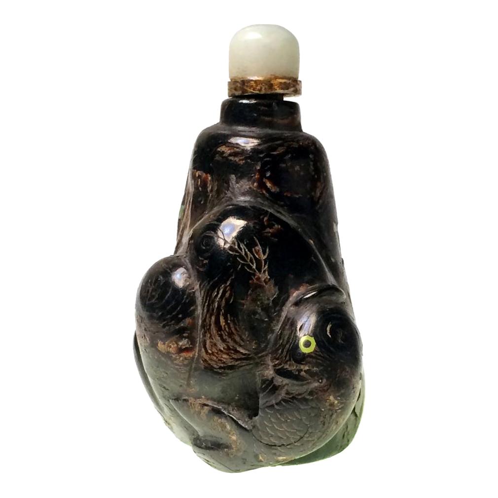 Antique Chinese Black Coral “sea pine” Snuff Bottle For Sale