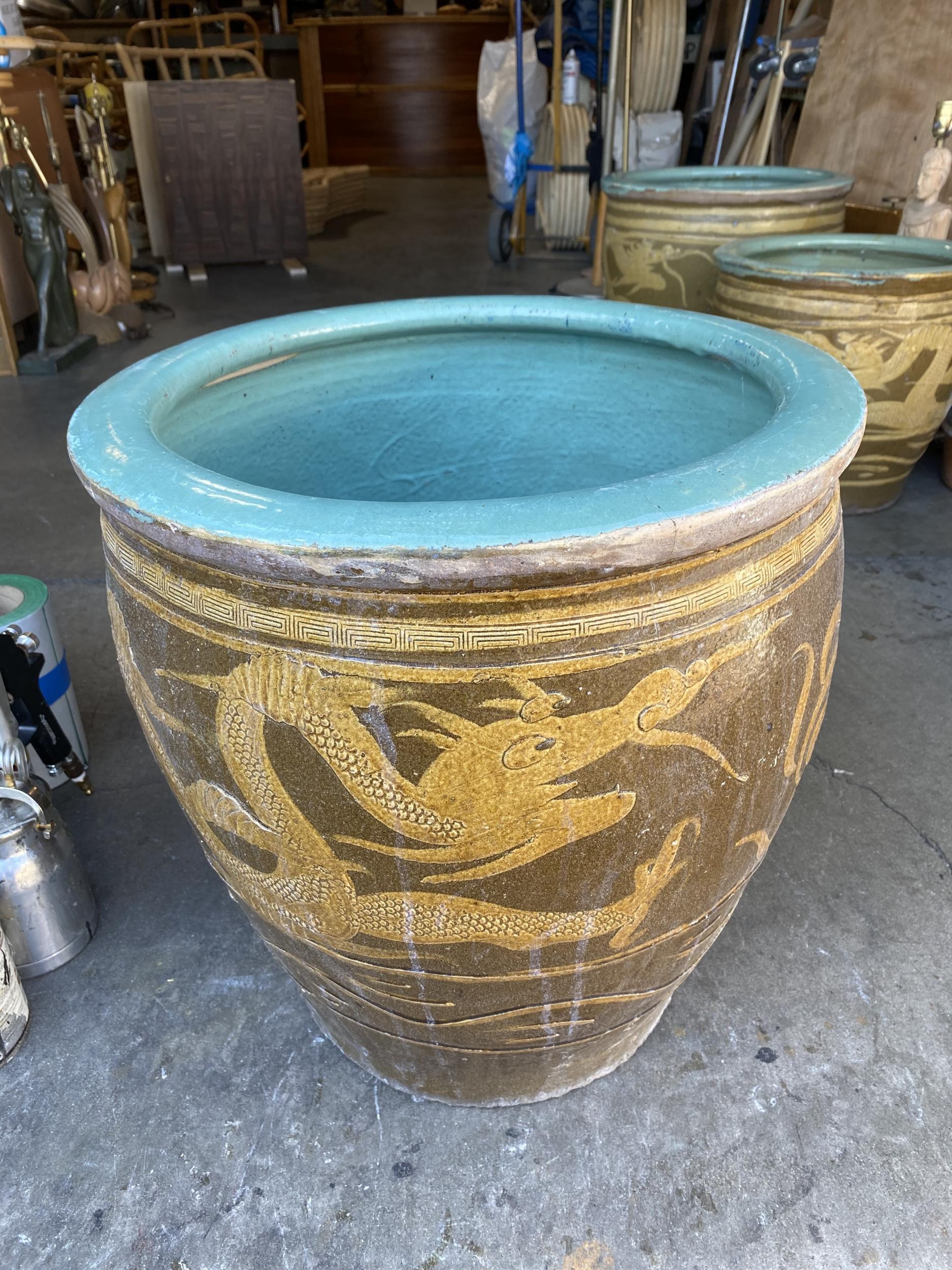 Antique Chinese Black Egg Art Pottery Holder Planter For Sale at