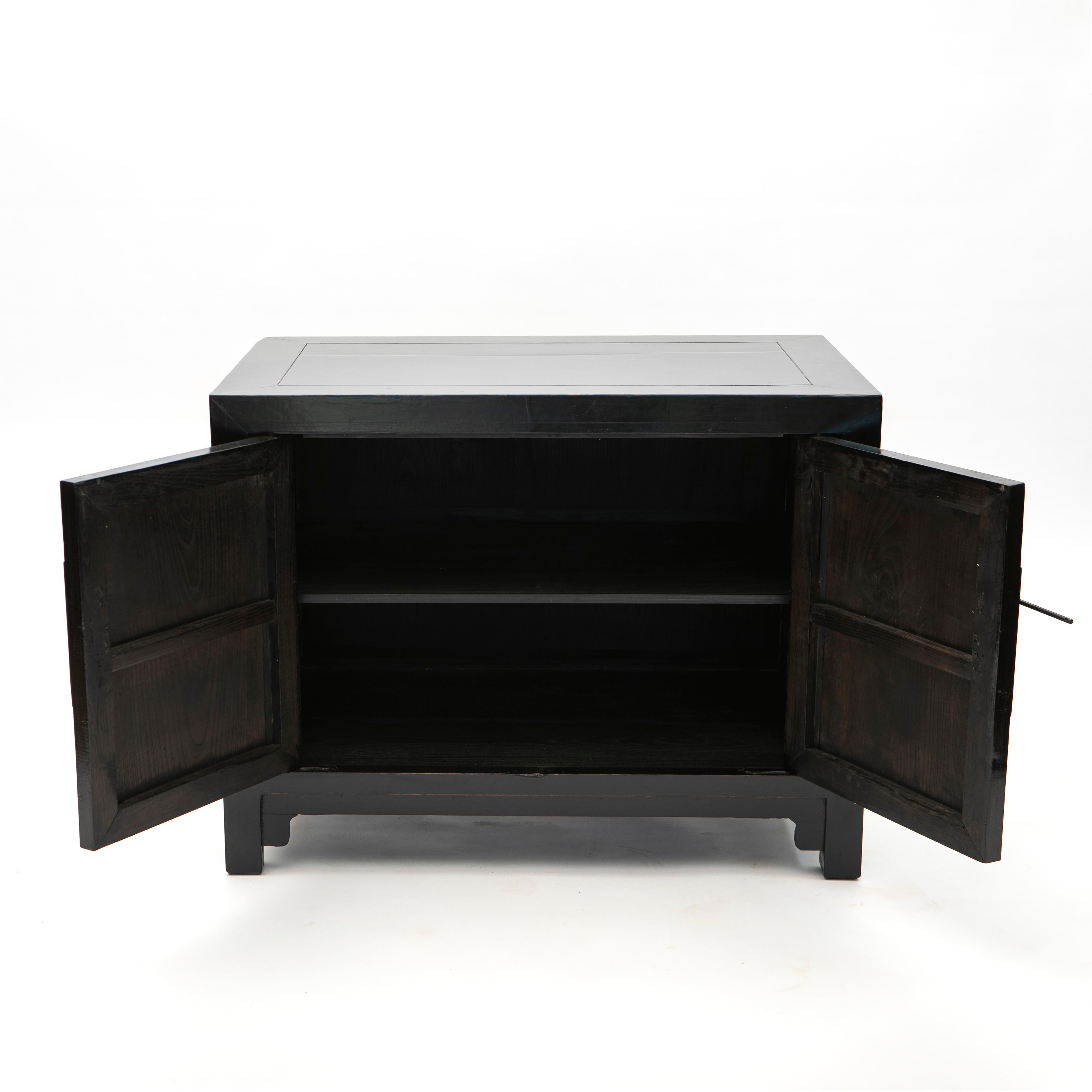 Qing Black Lacquer Art Deco Lower Cabinet / Sideboard For Sale