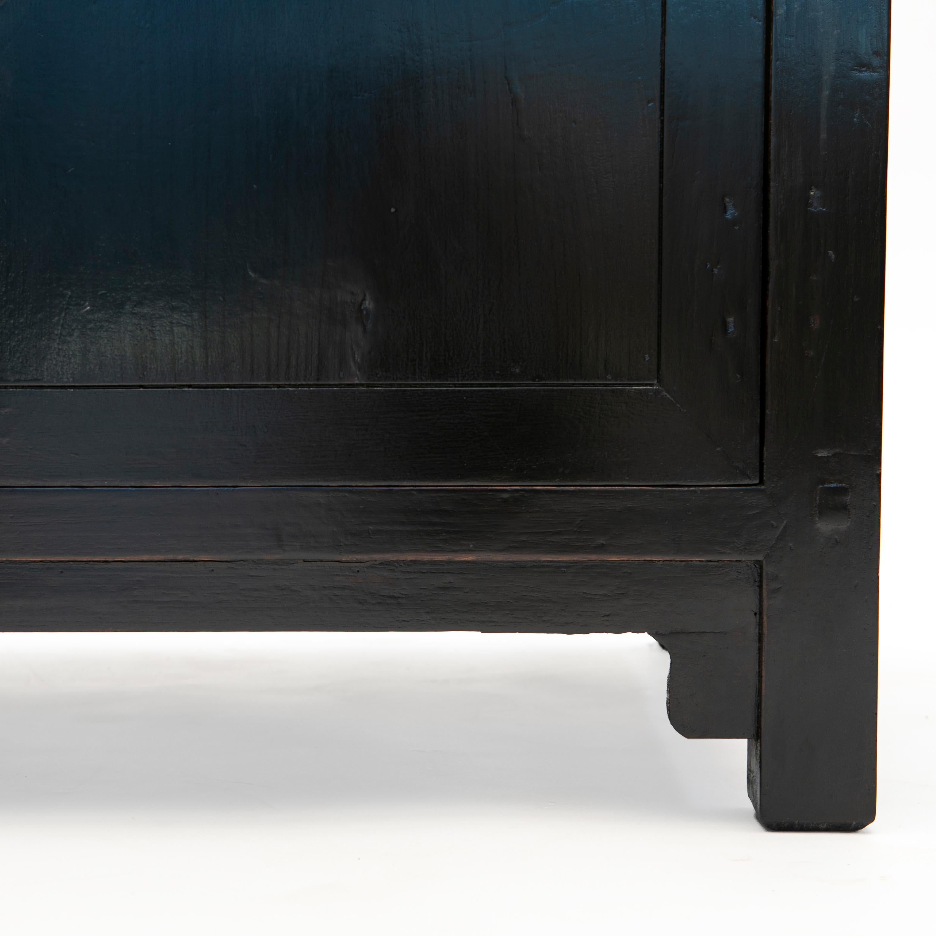 Chinese Black Lacquer Art Deco Lower Cabinet / Sideboard For Sale