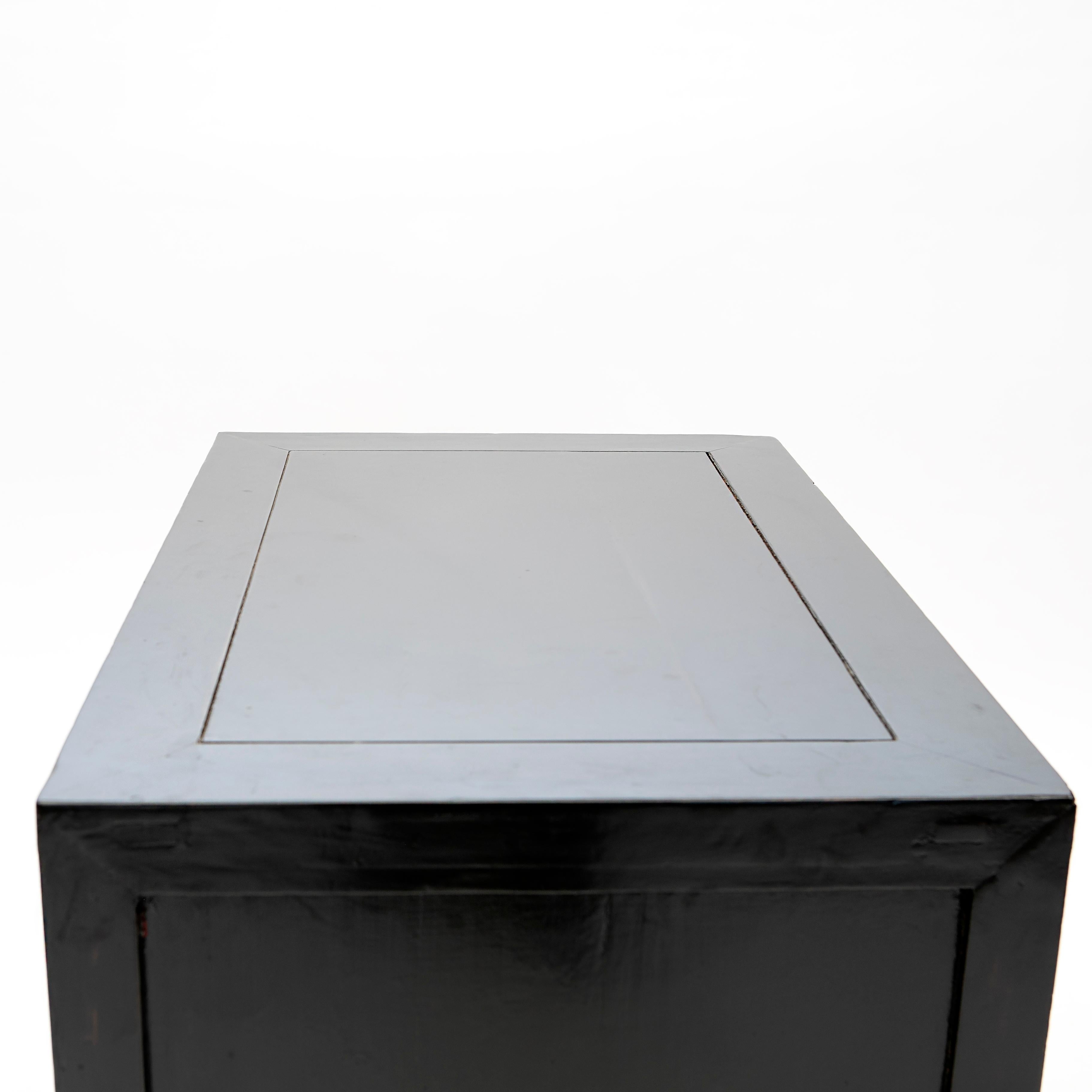 Elm Black Lacquer Art Deco Lower Cabinet / Sideboard For Sale