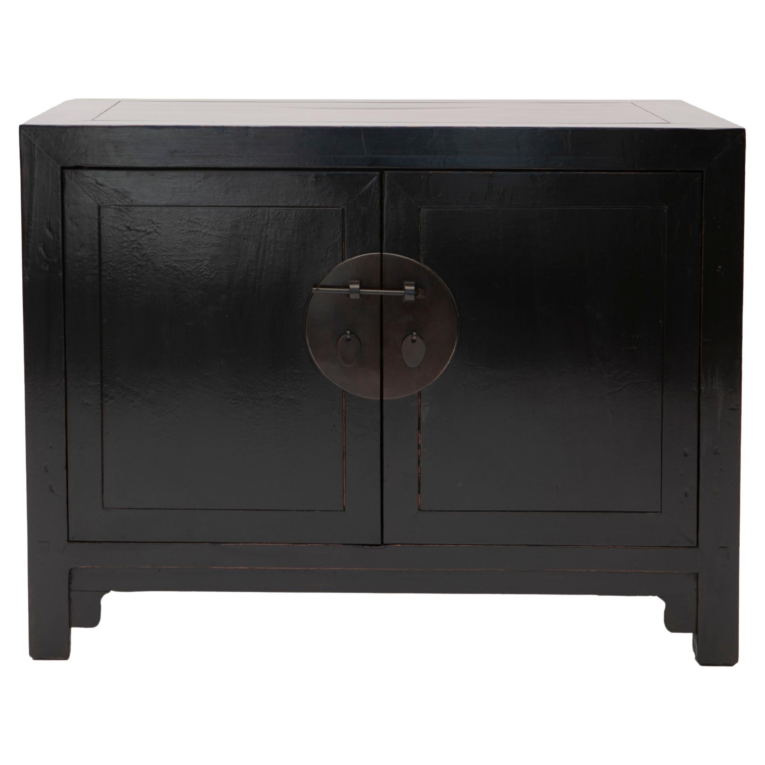 Black Lacquer Art Deco Lower Cabinet / Sideboard For Sale