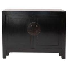 Antique Chinese Black Lacquer Art Deco Sideboard