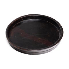 Antique Chinese Black Lacquer Eclipse Tray, 19th Century