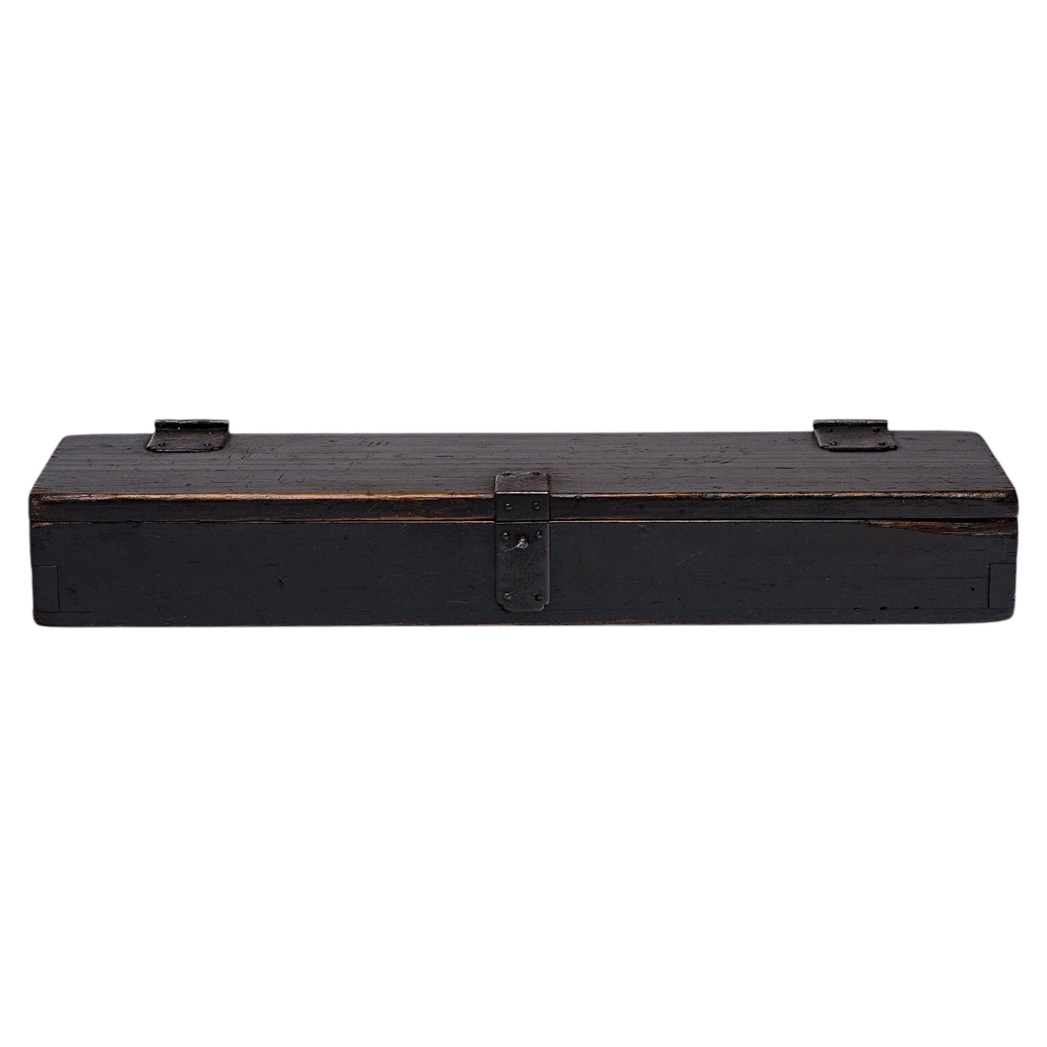 Antique Chinese Black Lacquer Scholar's Box, 19th Century
