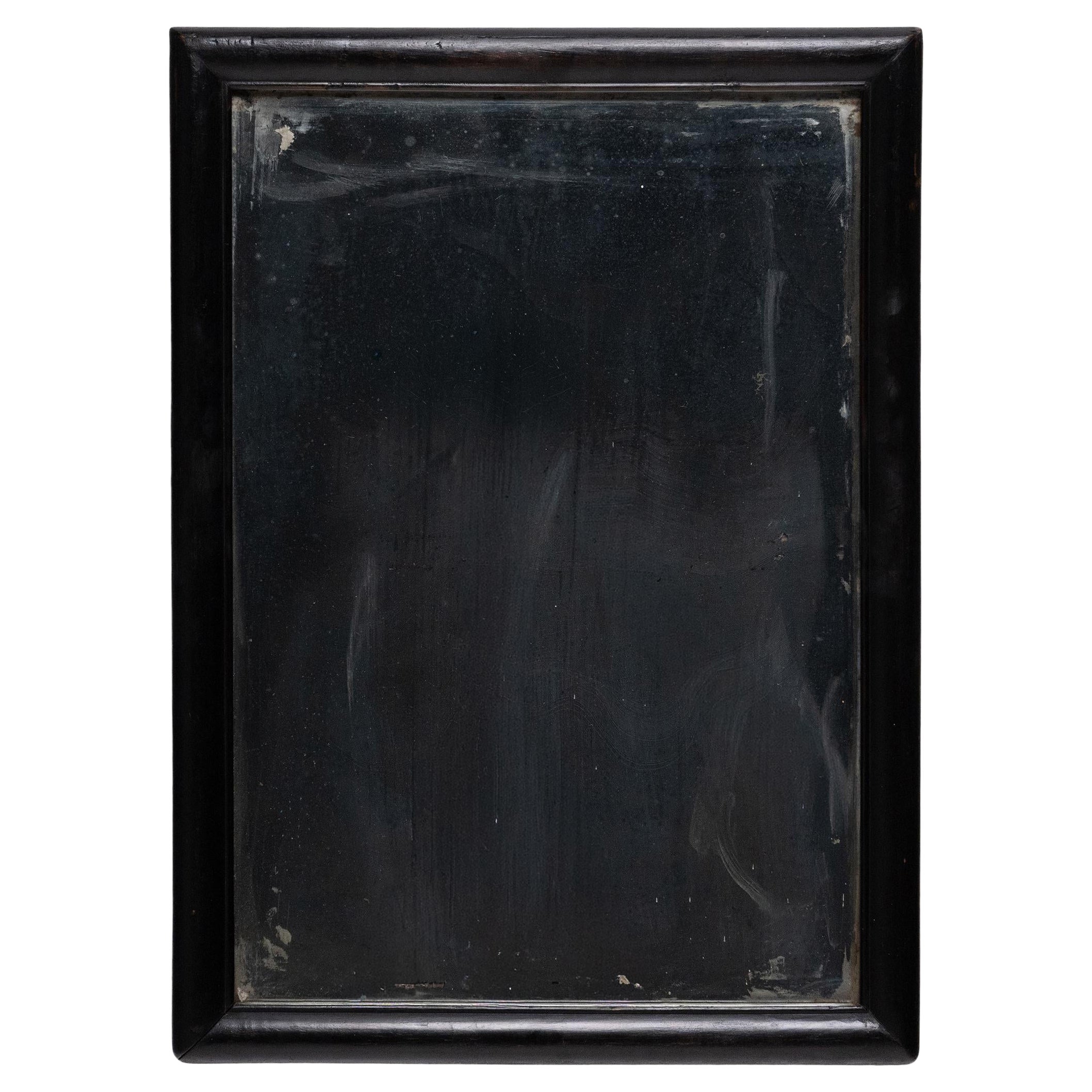 Antique Chinese Black Lacquer Spoiled Mirror, Early 20th Century