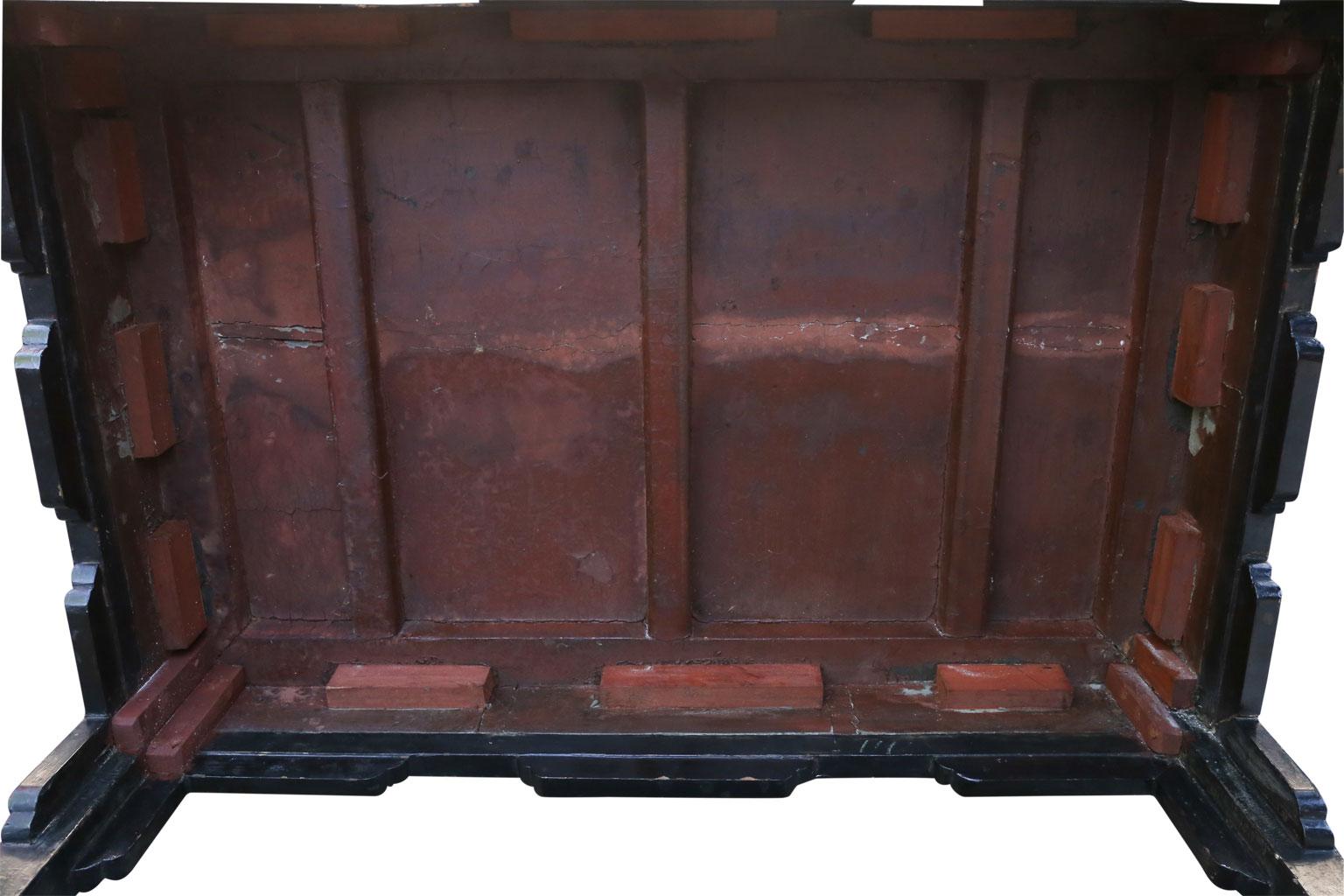 Wood Antique Chinese Black Lacquer Table