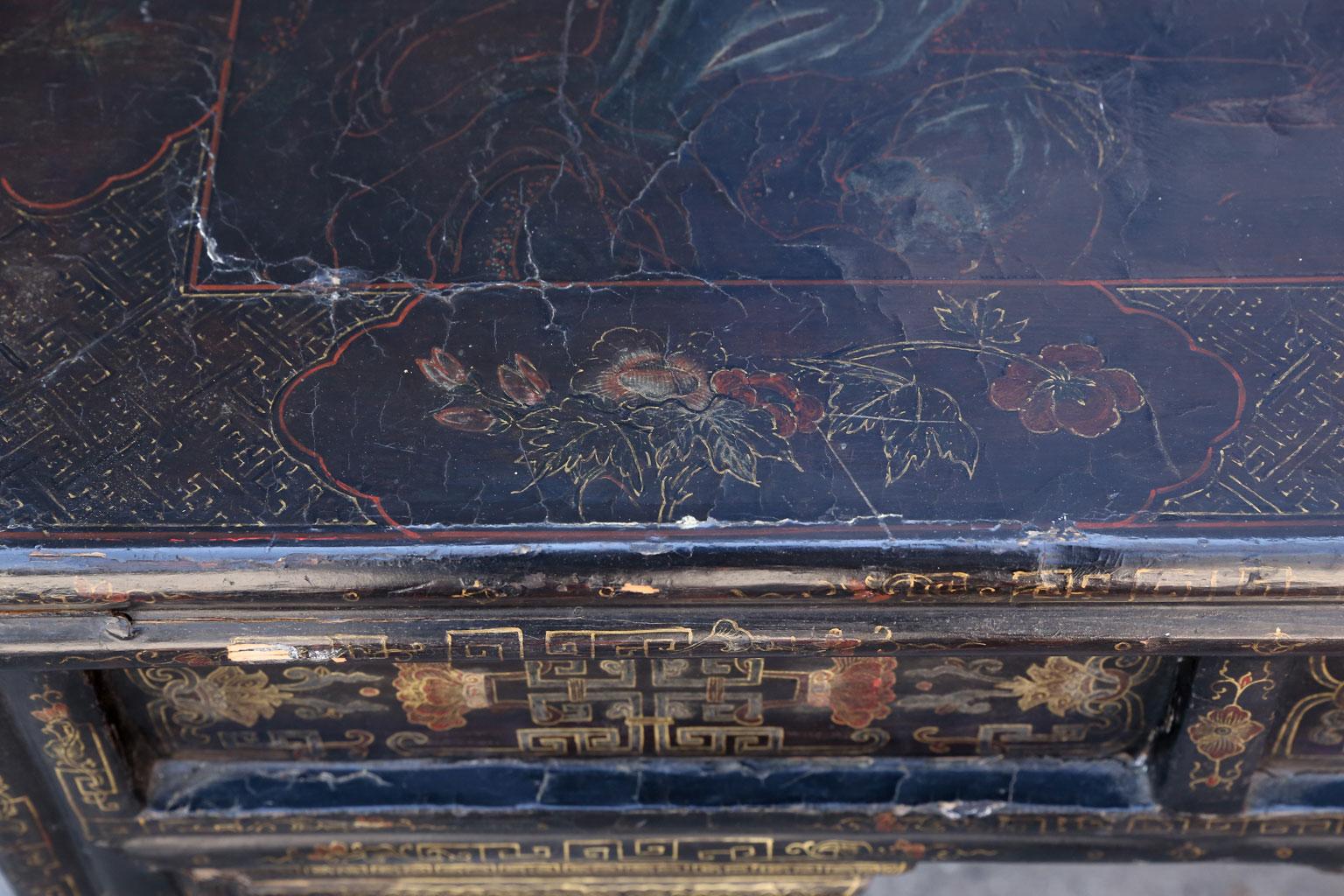 Chinese Export Antique Chinese Black Lacquer Table