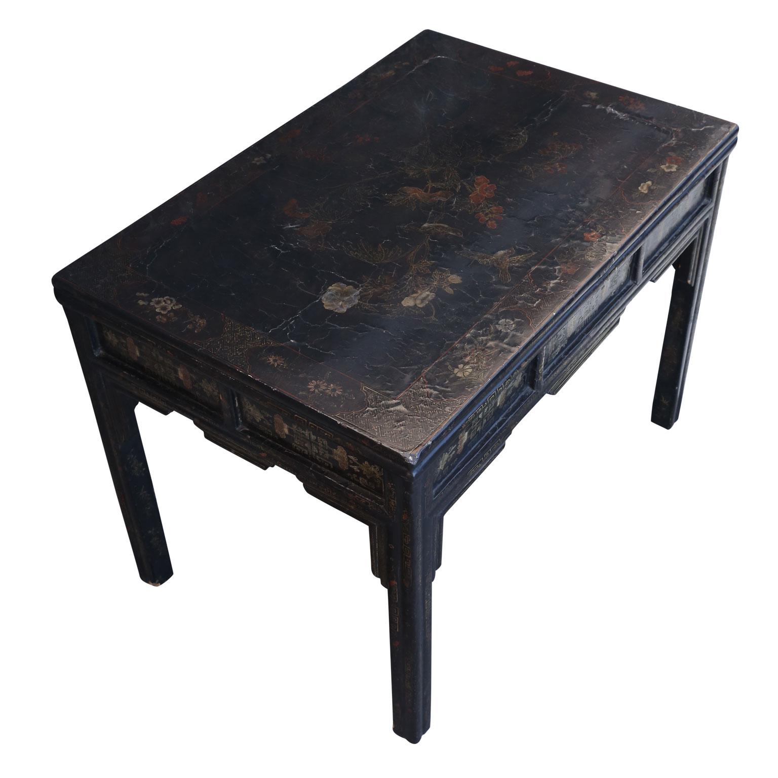 19th Century Antique Chinese Black Lacquer Table