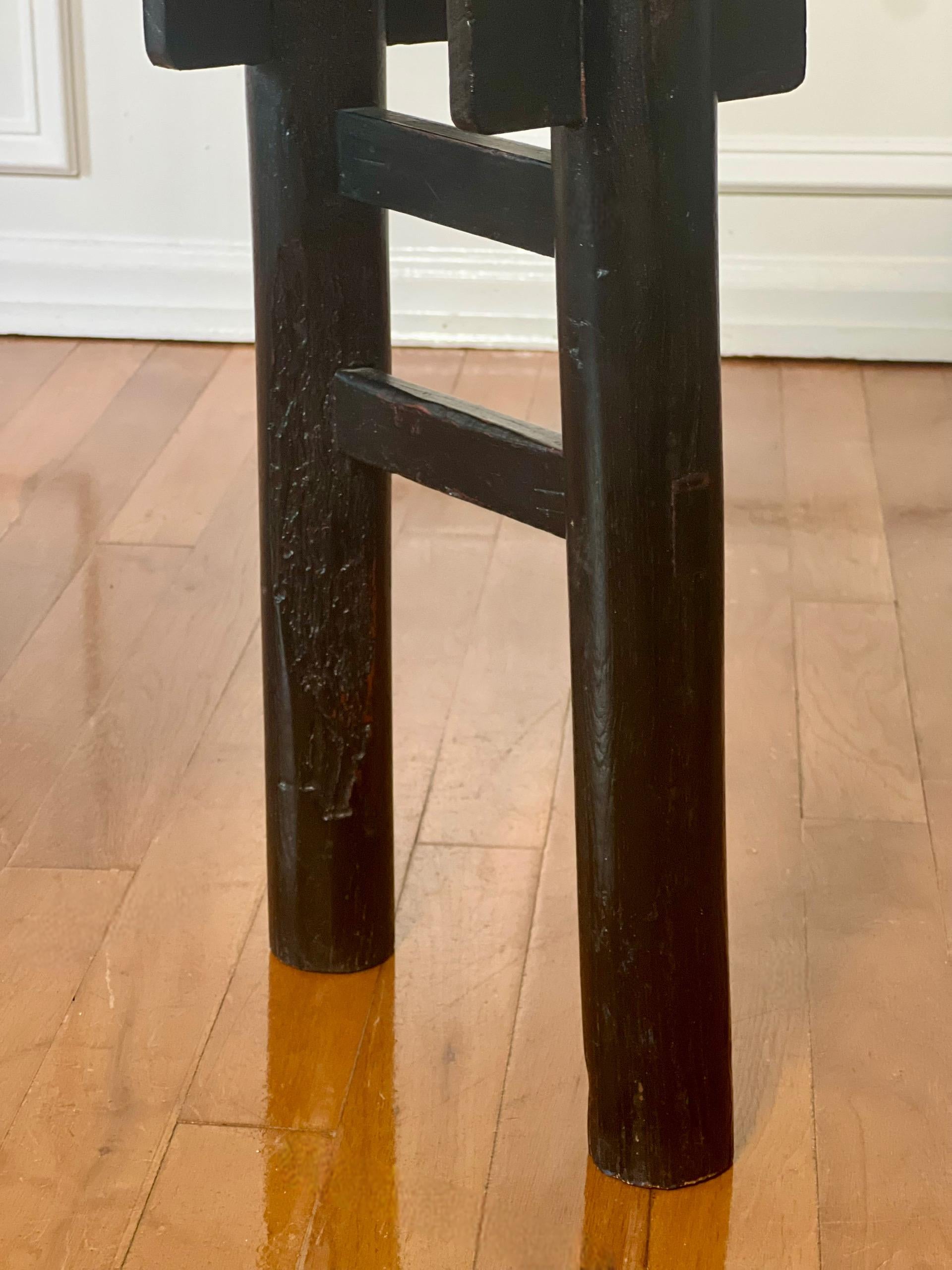 Antique Chinese Black Lacquered Bench 4