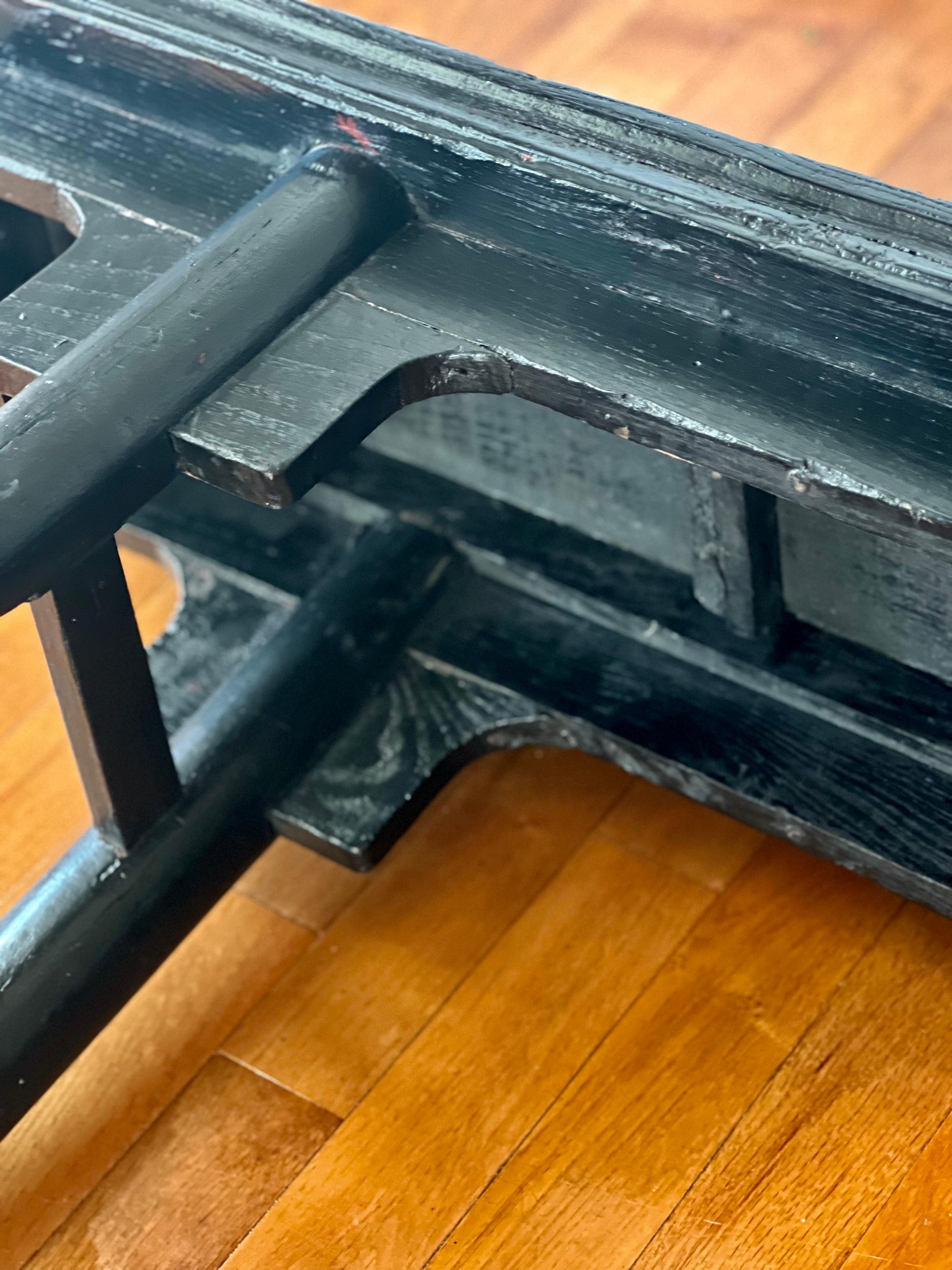 Antique Chinese Black Lacquered Bench 9