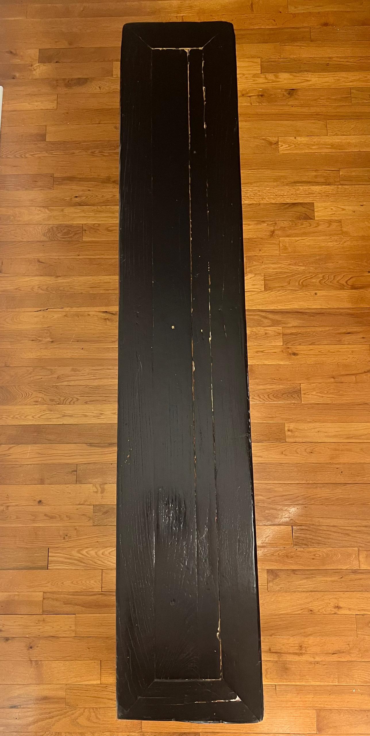 Wood Antique Chinese Black Lacquered Bench