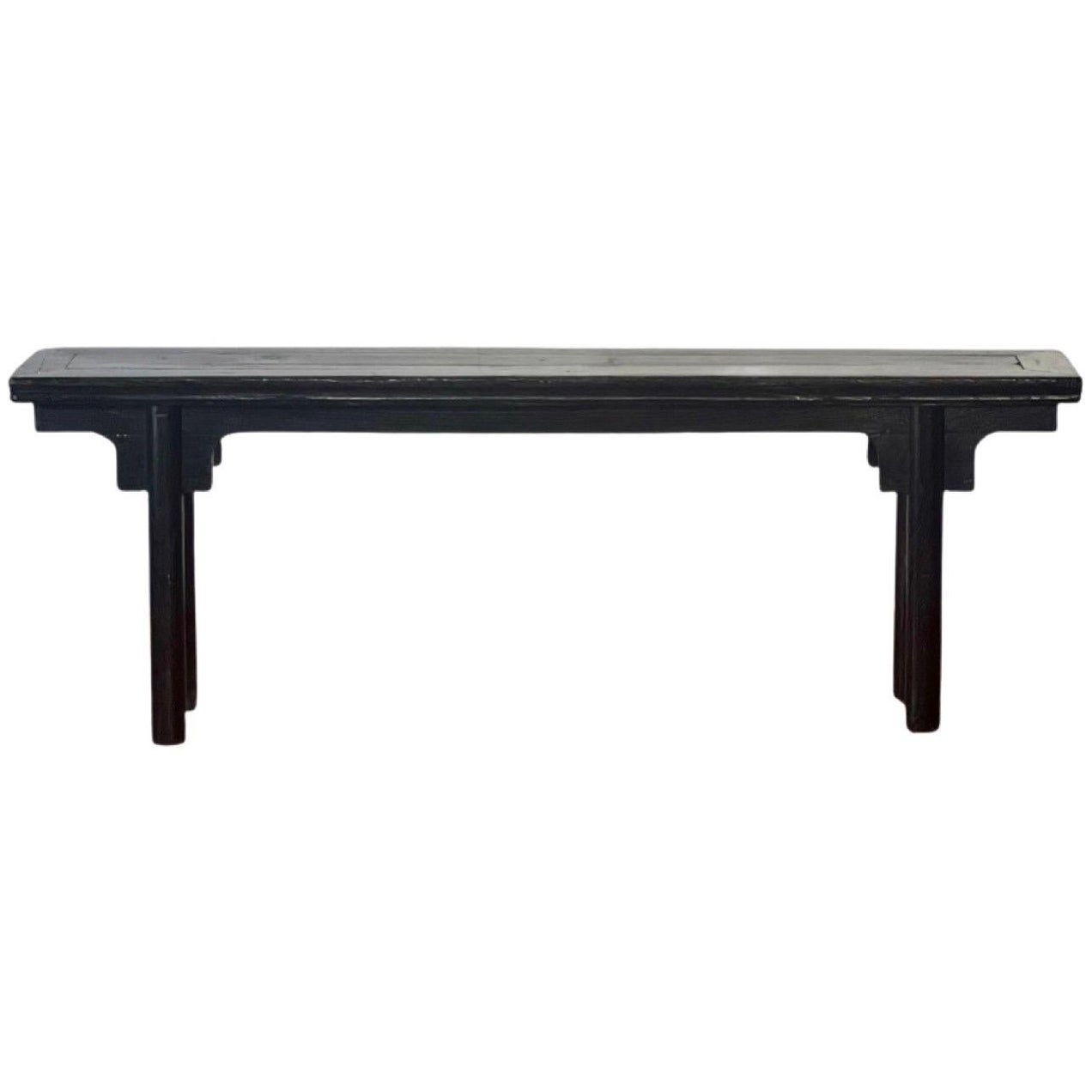 Antique Chinese Black Lacquered Bench