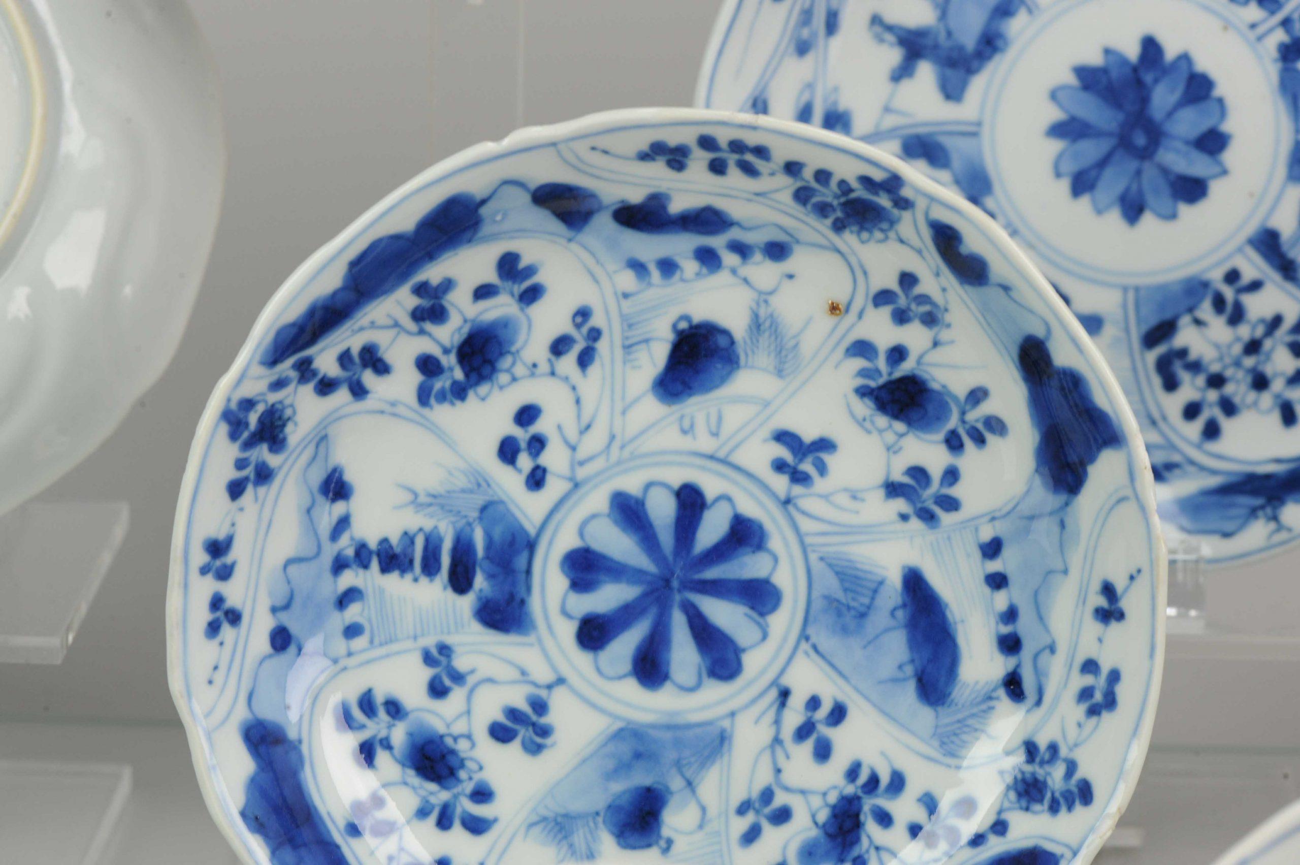 Antique Chinese Blue and White Tea Bowl, Landscape, Porcelain, Qing For Sale 11