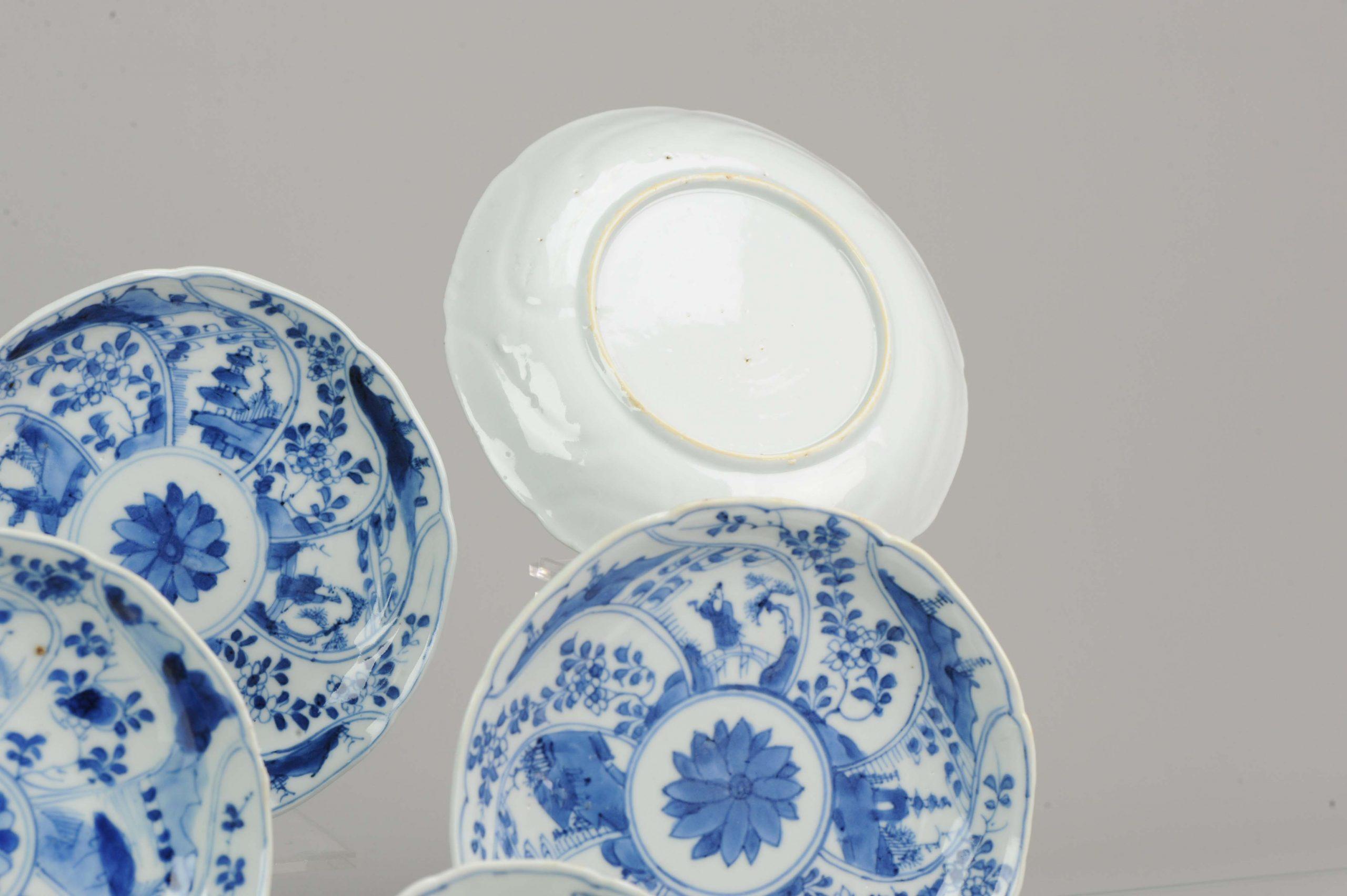 Antique Chinese Blue and White Tea Bowl, Landscape, Porcelain, Qing For Sale 13