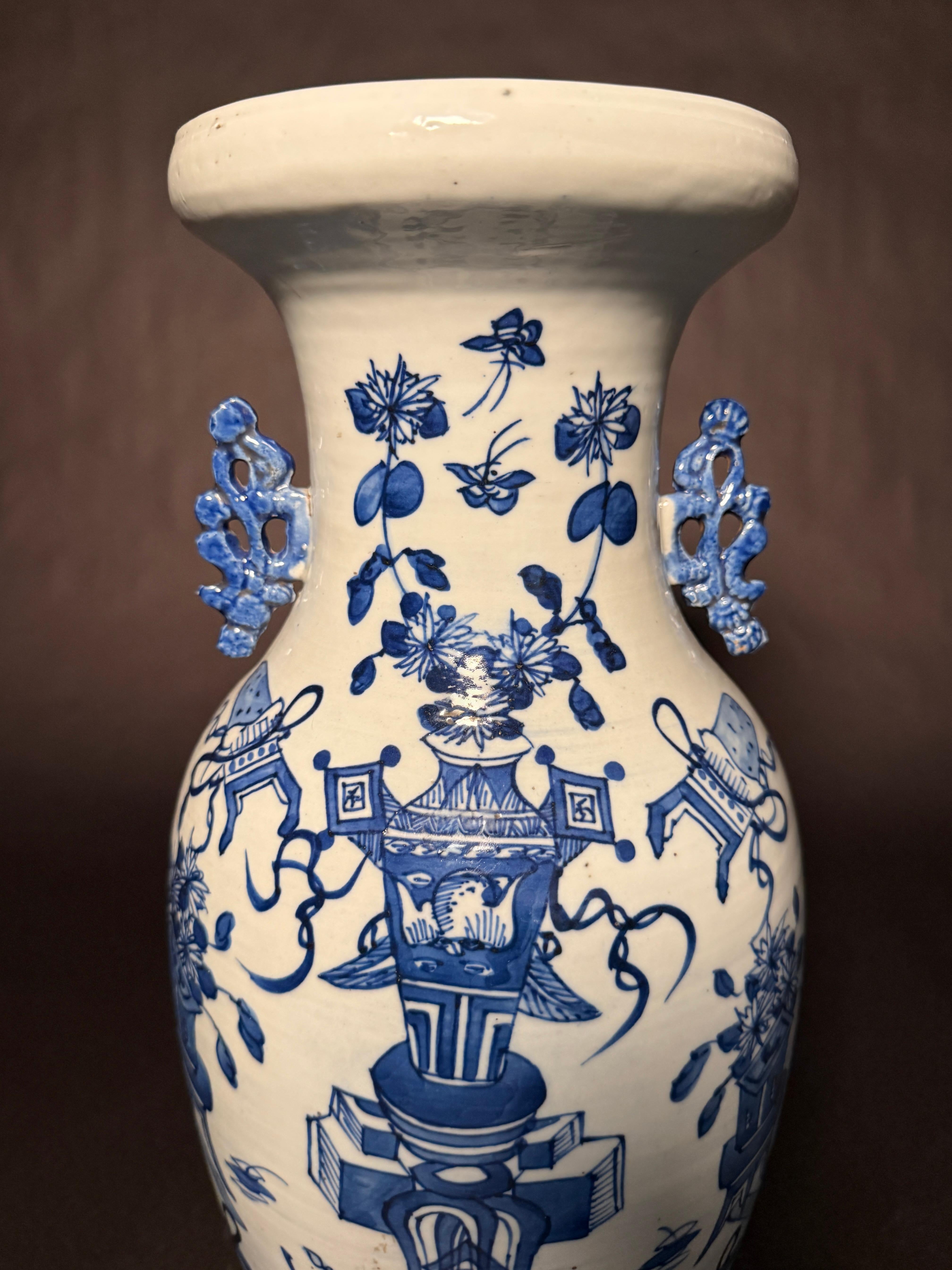 Chinese Export Antique Chinese Blue And White Vase For Sale