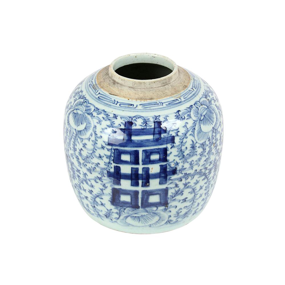 Vase chinois ancien bleu et blanc