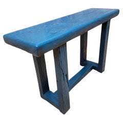 Antique Chinese Blue Lacquered Seat / Bench