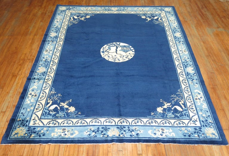 Antique Chinese Blue Peking Rug For Sale at 1stdibs