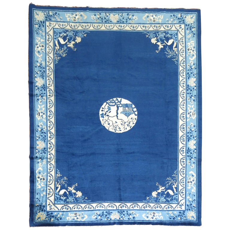 Antique Chinese Blue Peking Rug For Sale at 1stdibs