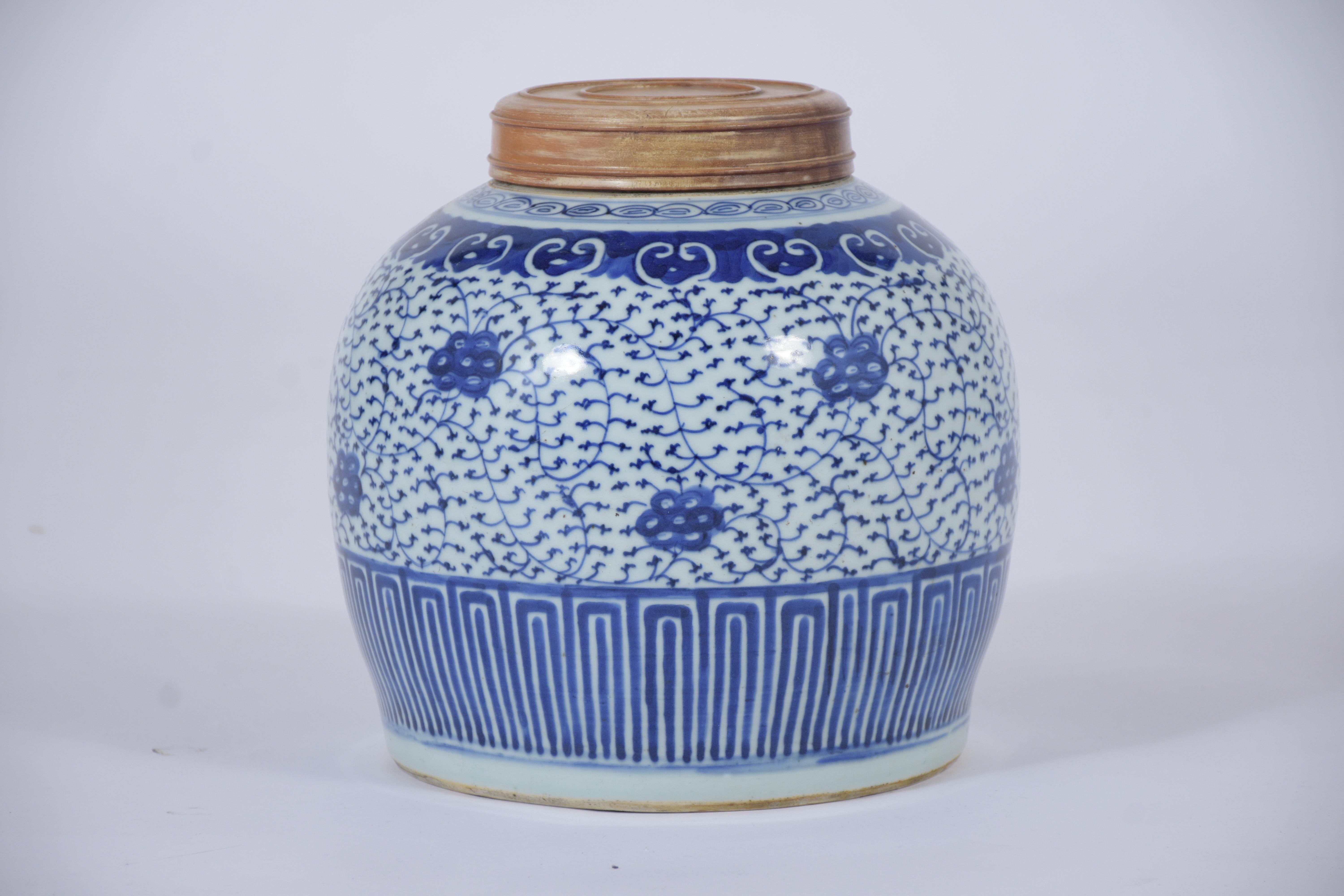 Glazed Antique Chinese White & Blue Porcelain Jar
