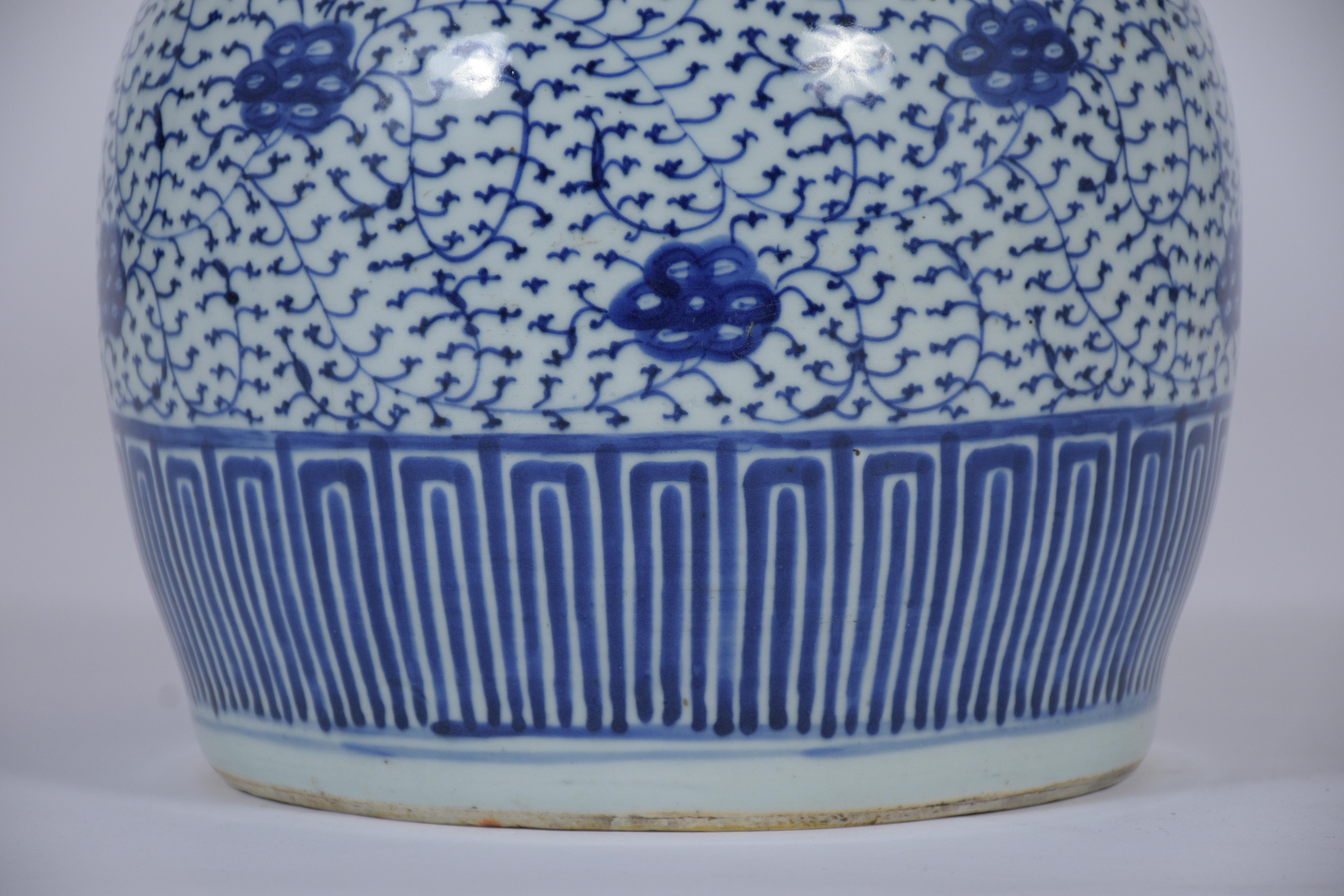 Ceramic Antique Chinese White & Blue Porcelain Jar