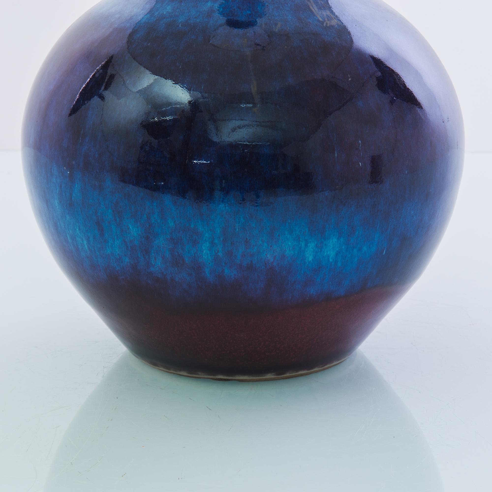 Contemporary Antique Chinese Blue Stripe Ceramic Vase Table Lamp