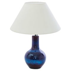 Antique Chinese Blue Stripe Ceramic Vase Table Lamp