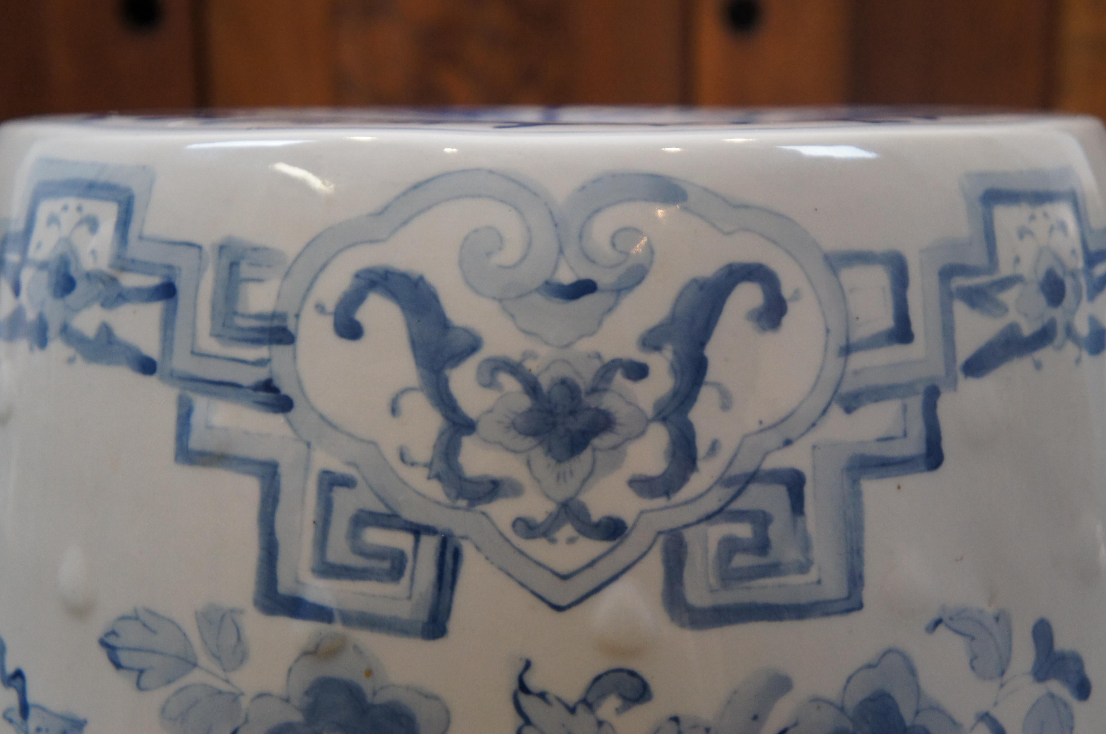 Antique Chinese Blue White Garden Stool Plant Stand Phoenix Dragon Side Table 1