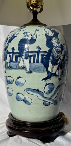 Antique Chinese Blue & White Lamp