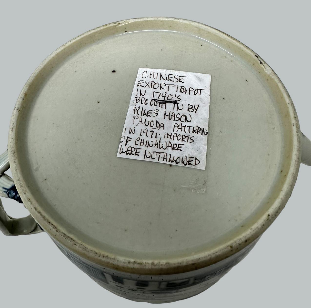 Antique Chinese Export Qing Dynasty Blue & White Teapot Important Provenance 18C 3