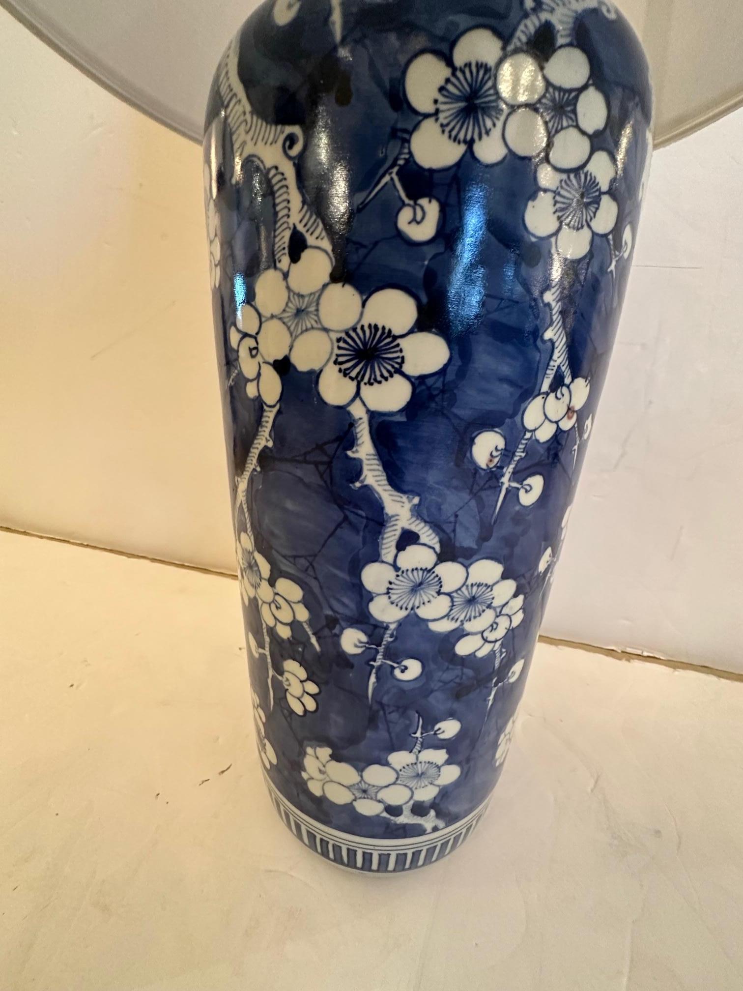 Early 20th Century Antique Chinese Blue & White Table Lamp For Sale