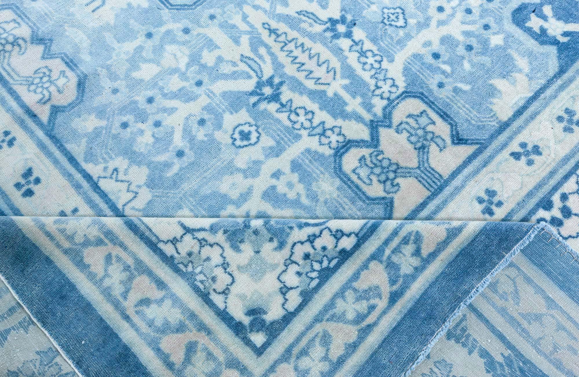 20th Century Antique Chinese Blue Wool Rug For Sale