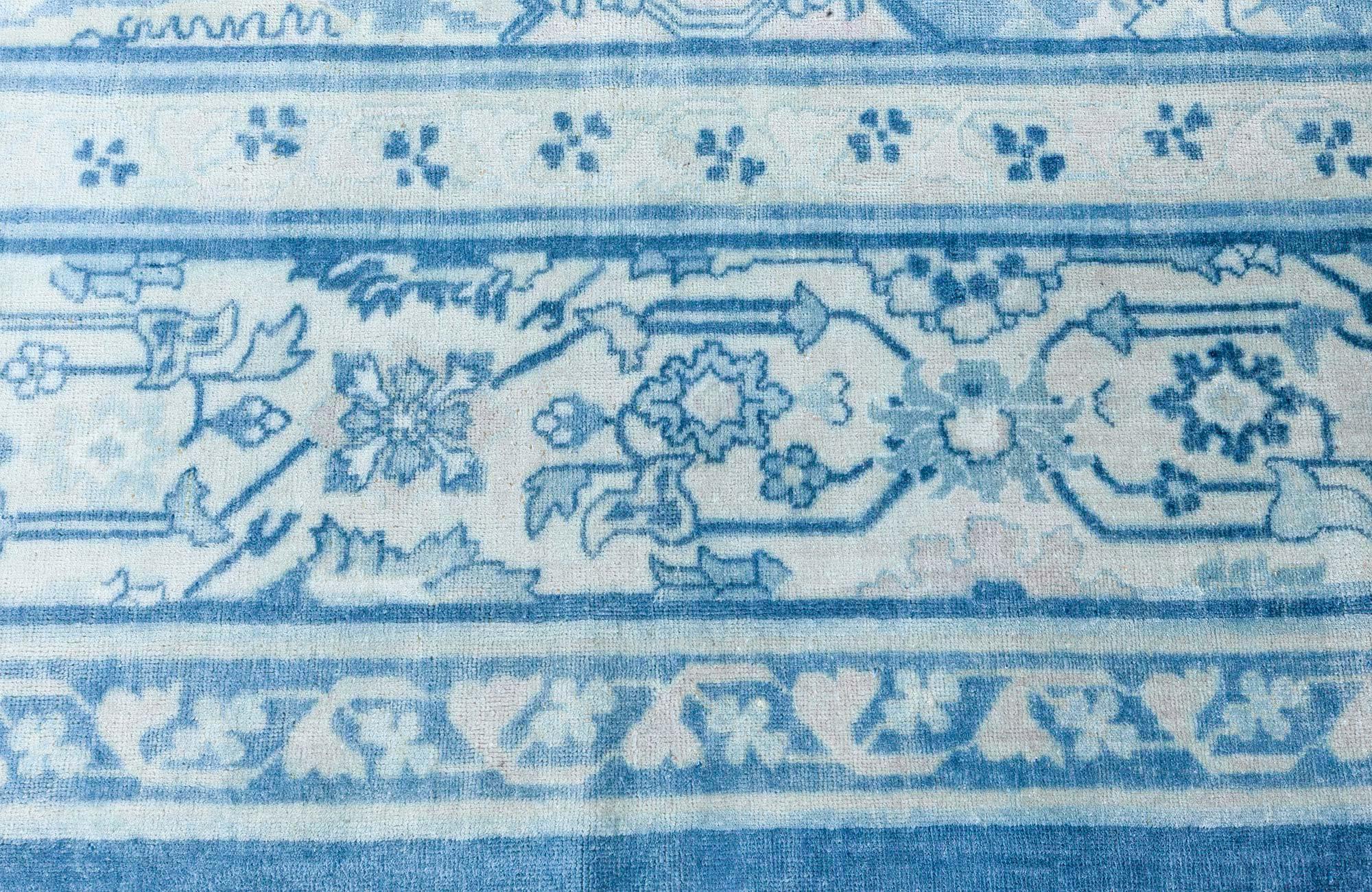Antique Chinese Blue Wool Rug For Sale 1