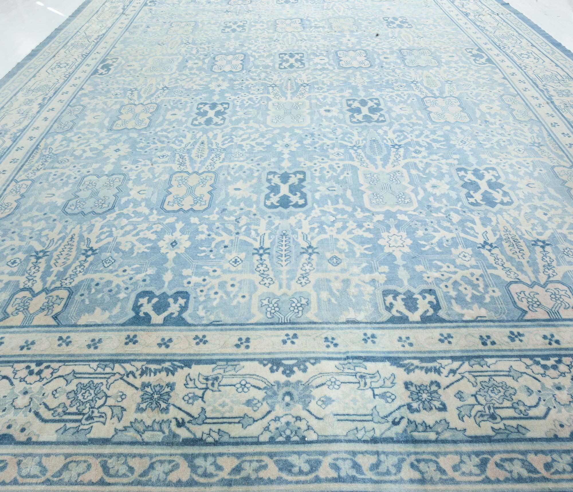 Antique Chinese Blue Wool Rug For Sale 2