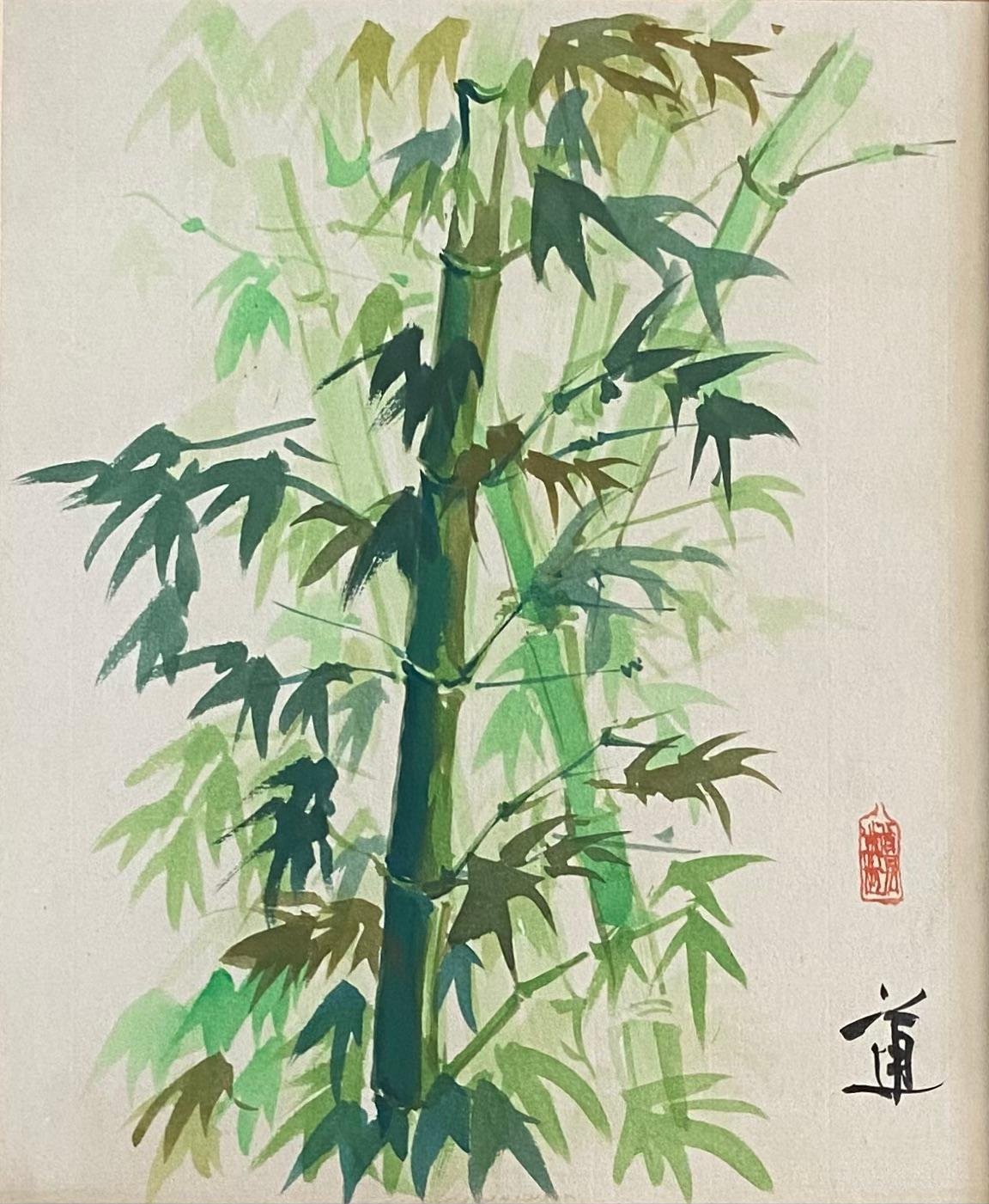 Anglais Peinture botanique chinoise ancienne, plante de bambou en vente