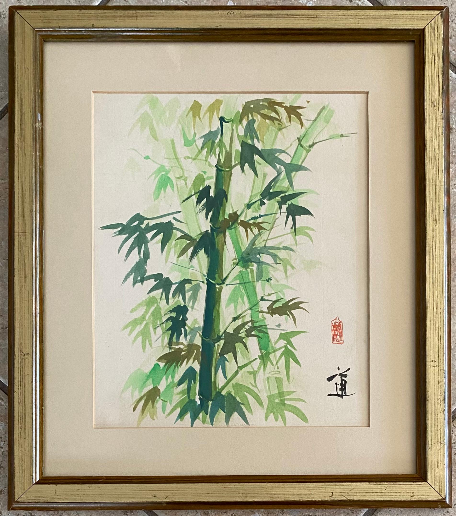 Pintura Botánica China Antigua, Planta de Bambú siglo XX en venta