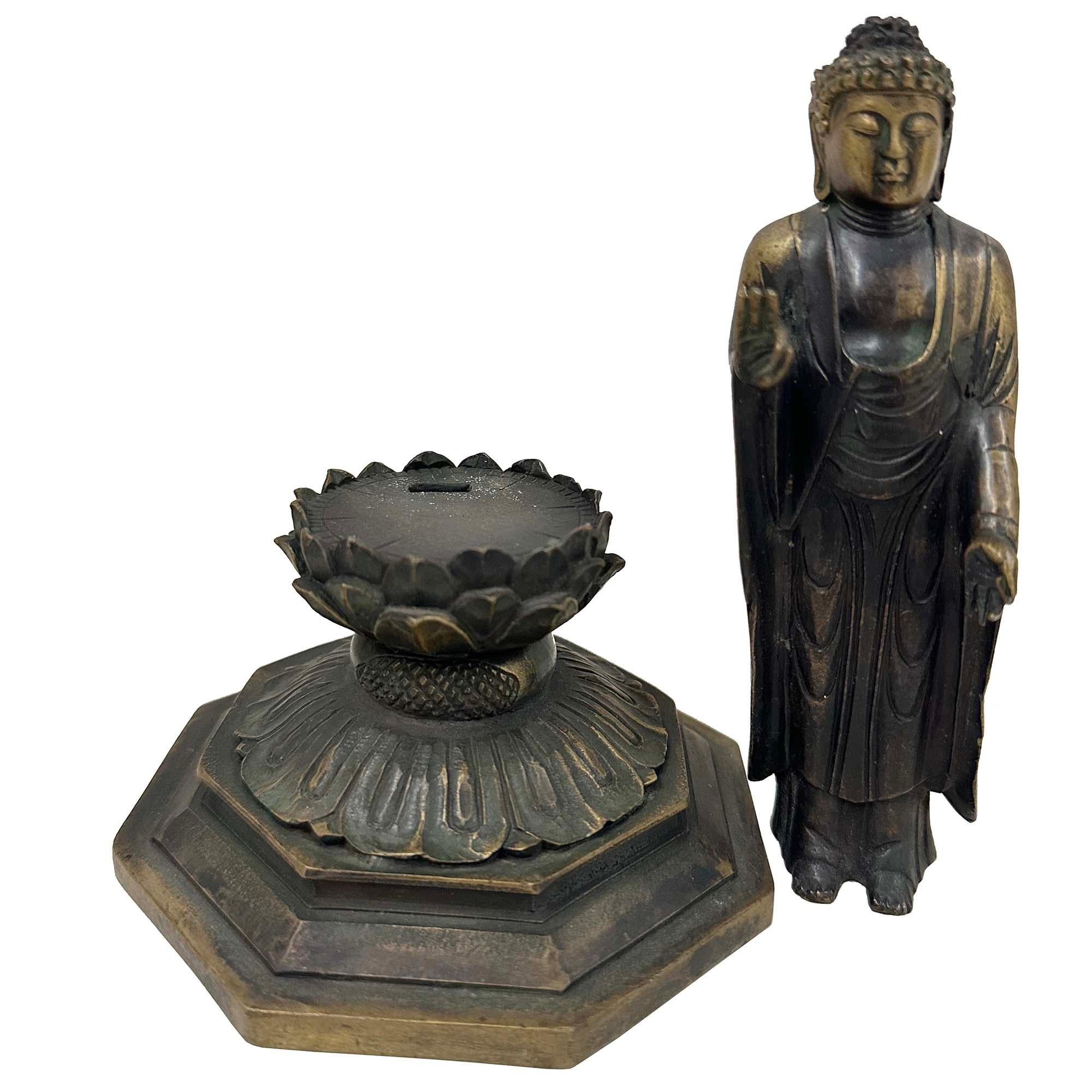 Antike chinesische Bronze Buddha Amitabha (Amida Nyorai) Statue im Angebot 4